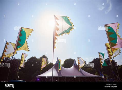 Flags And Marquee At Outdoor Music Festival Stock Photo - Alamy