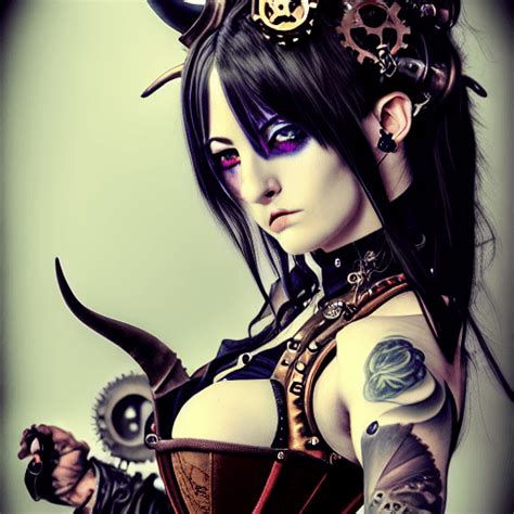 Steampunk extremamente detalhado Dark Evil, linda garota de anime de ...