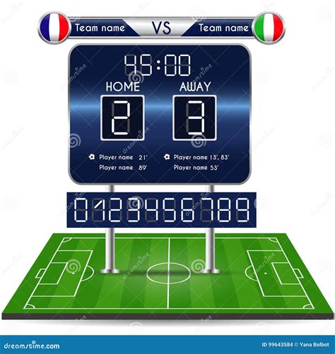 Broadcast Graphic for Football Final Score. Football Soccer Match Statistics with Playfield ...