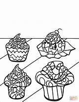 Zentangle Cupcakes And Muffins coloring Page  Free Printable Coloring sketch template