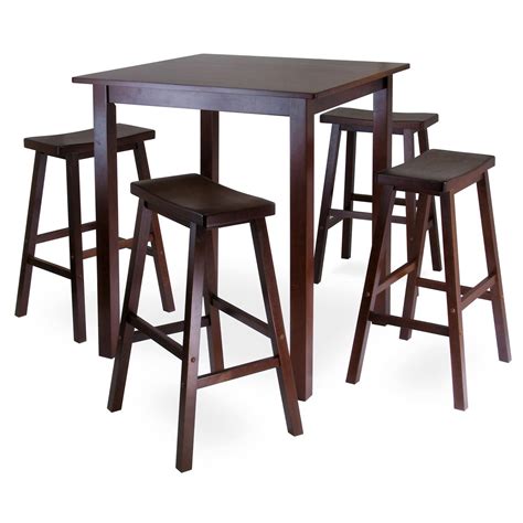 Winsome Parkland 5pc Square High/Pub Table Set with 4 Saddle Seat Stools by OJ Commerce 94549 ...