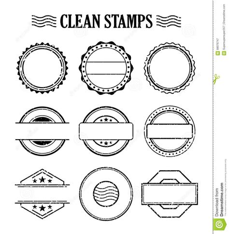 Blank Stamp Set, Ink Rubber Seal Texture Effect Stock Vector throughout ...