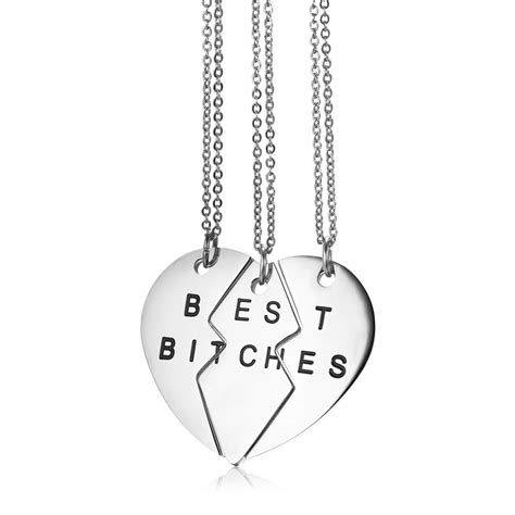 necklace pendant watch 3 Piece Set Silver or Antique Gold Best Friends Charm Necklace 20" Chains ...