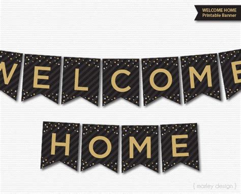 Welcome Home Banner Printable Black Gold Welcome Banner Printable Banner Welcome Home Party ...