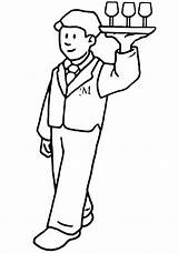 Cartoon Waiter Coloring Page  Free Printable Pages For Kids sketch template