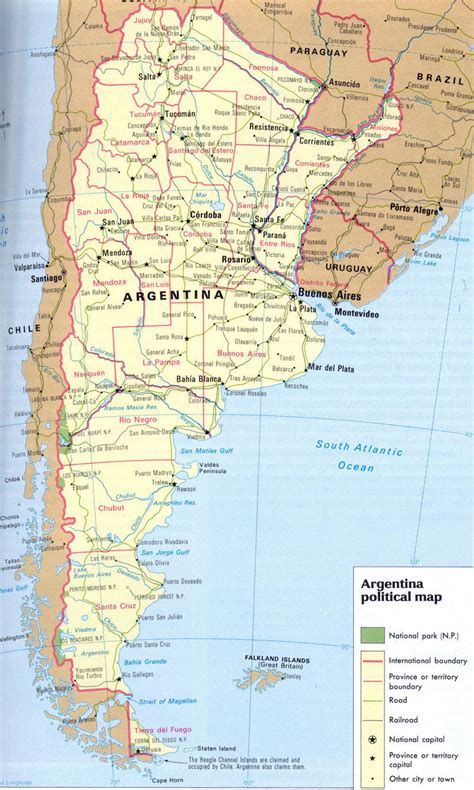 Large political map of Argentina with roads | Argentina | South America ...