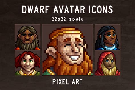 Dwarf Avatars 32x32 Pixel Icon Pack - CraftPix.net