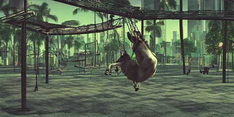 donkey riding a playground swing, matrix style falling | Stable Diffusion | OpenArt