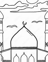 Coloring template Mosque Masjid minaret Renk Stock Illustration  Adobe sketch template