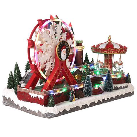 Christmas village ferris wheel and carousel 50x30x35 cm | online sales ...