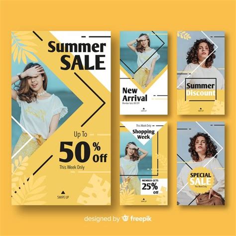 Free Vector | Summer sale instagram stories templates | Cartazes de design gráfico, Propagandas ...