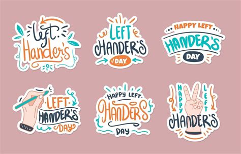 Happy Left Handers Sticker Set 2977727 Vector Art at Vecteezy