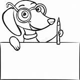 Whiteboard Drawing  Cartoon Dachshund Dog With Pencil And Blank Stock sketch template