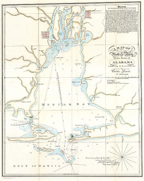 1886 Map of Mobile Bay Alabama Vintage Nautical Chart of | Etsy