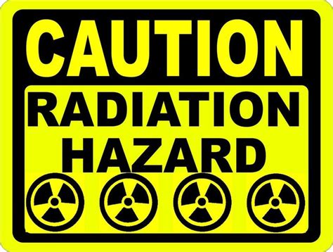 caution radiation hazard sign with four symbols