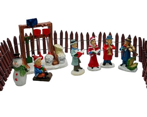 Christmas Village People Accessories Figurines Carolers Snowman Boy Sled Musicians Village Snow ...