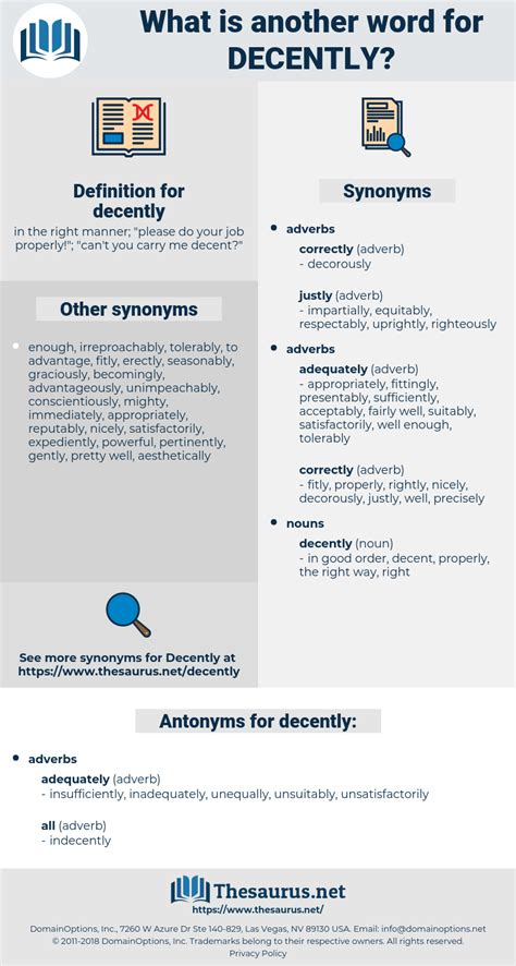 DECENTLY: 426 Synonyms and 59 Antonyms | Thesaurus.net