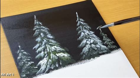 Falling Snow Acrylic Painting Time-lapse / Art in 2023 | Diy christmas paintings, Christmas ...