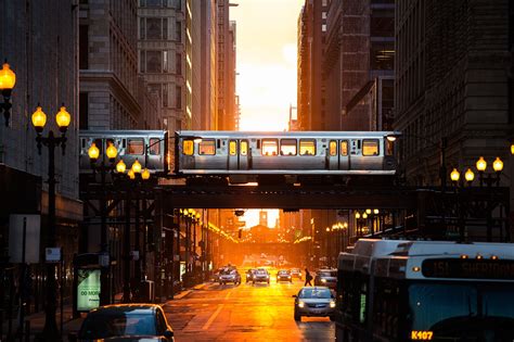 city, Street, USA, Street Light, Metro, Abstract, Urban, Chicago, Sunlight, Buses, Time, Orange ...