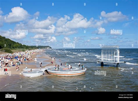 beach of Heringsdorf, Usedom Island, Baltic Sea Coast, Mecklenburg-West ...