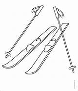 Easy How To Draw Skis Tutorial And Coloring Page sketch template