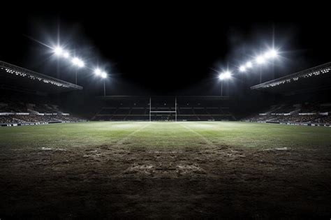 Premium Photo | Rugby stadium with lights at night