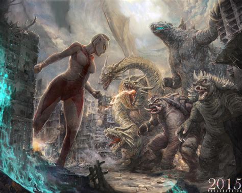 ULTRAWOMAN VS GODZILLA/KING GHIDORAH/GAMERA/ANGIRU by paulobarrios on DeviantArt