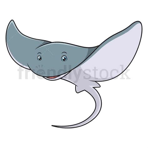 Cute Stingray Cartoon Clipart Vector - FriendlyStock