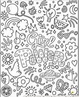An Adult coloring Page With The Words Girl power In Black And White  sketch template
