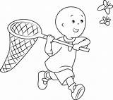 Caillou Catching Butterflies Coloring Page  Free Printable sketch template