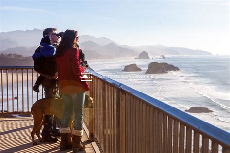 Family taking in the Winter View at Ecola State Park - Cannon Beach Photo