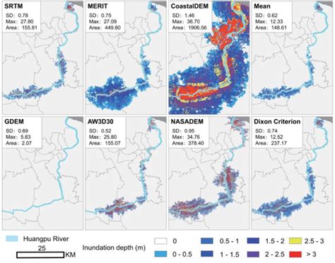 1. Results of flood inundation of different digital elevation models in ...