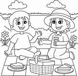 Family Picnic Coloring Pages sketch template