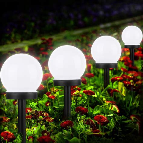 4pcs Outdoor Solar Lights Ball Lamp, TSV IP55 Waterproof LED Path Light ...