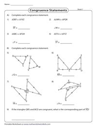 Congruent Triangles Worksheets