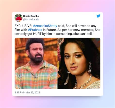 Anushka Shetty to never work with Prabhas? Here's viral tweet