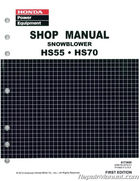 Honda HS55 And HS70 Snowblower Shop Manual