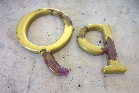 Decorative Letter Q Wall Decor. Handmade Resin Letter Gold