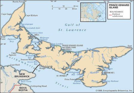 Stock Illustration - Physical map of Prince Edward Island, Canada ...