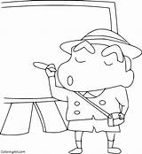 Shin Chan Holds A Chalk Coloring Page  ColoringAll sketch template