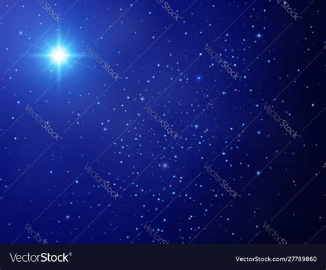 Christmas star night sky with shining stars Vector Image