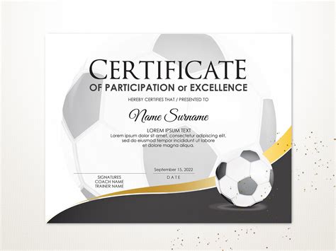 Football Certificate Template with Soccer Ball Design