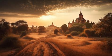 Premium Photo | Bagan Myanmar sunset landscape