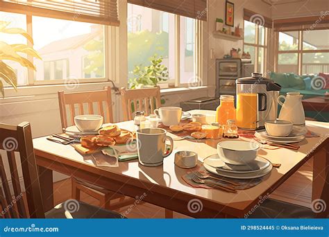 Cartoon Illustration of Healthy Breakfast Stock Image - Image of delicious, cappuccino: 298524445