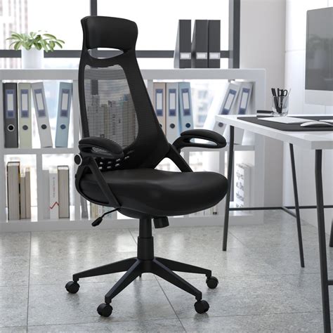 Flash Furniture High Back Black Mesh Executive Swivel Office Chair with Flip-Up Arms - Walmart ...