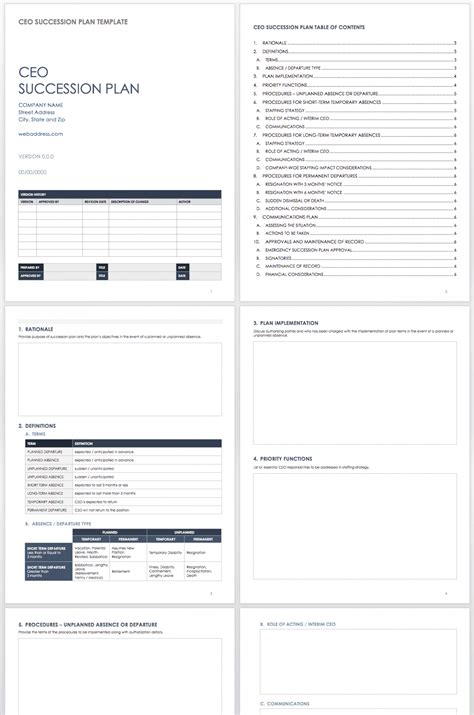 Executive Succession Planning Template