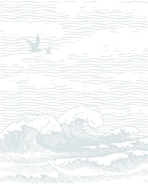 an image of a bird flying over the waves in the ocean with birds on it