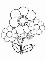 Three Easy Flowers Coloring Page Printable For Kids  sketch template