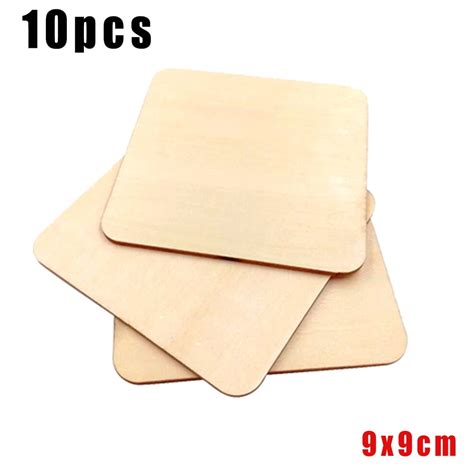 10PCS Wooden Square Coasters Plain Wood Craft Blank Plaque Crafts 7x7cm / 9x9cm - Walmart.com ...