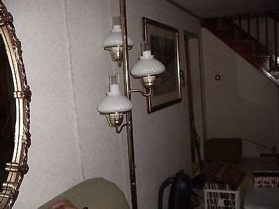 Vintage 1970's Pole Light, Tension Lamp w/ 3 Milk Glass Shades/Floor To Ceilinig -- Antique ...